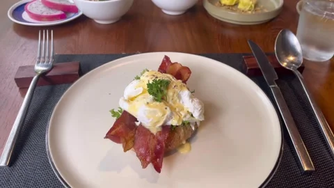 Benedict eggs Stock Footage 323242671