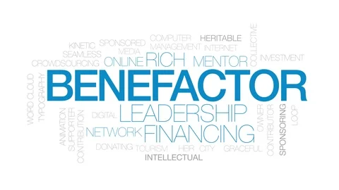 Benefactor animated word cloud. Kinetic typography. Stock Footage 117600381