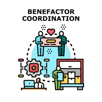 Benefactor coordination aiding help and charity activities Ilustración de archivo