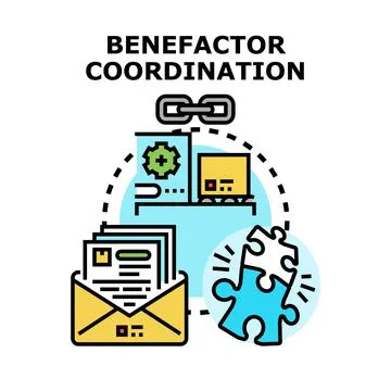 Benefactor coordination concept creating support solutions Stock Illustration