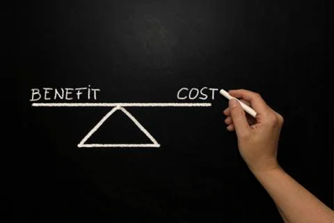 Benefit and cost Stock Photos