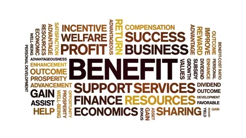 Benefit animated word cloud,animation tag kinetic typography seamless loop. Stock Footage 312951594