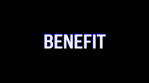 Benefit. Animation of Text With Glitch Effect Video stock 121625905
