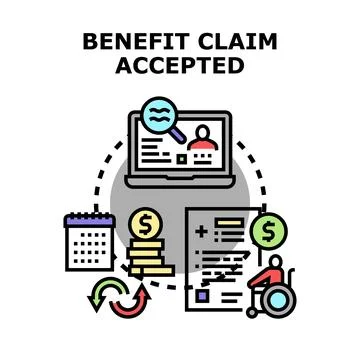 Benefit claim acceptance process for financial support and allowance イラスト素材