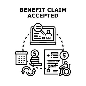 Benefit claim acceptance process for financial support and allowance Stockillustratie