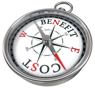 Benefit cost concept compass Stock Photos