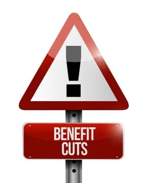 Benefit cuts warning road sign illustration Stock Illustration