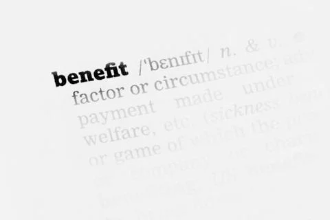 Benefit  Dictionary Definition Foto stock