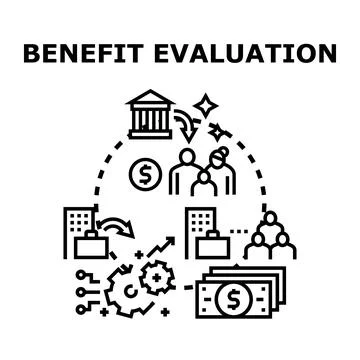 Benefit evaluation process with business and people Stock Illustration
