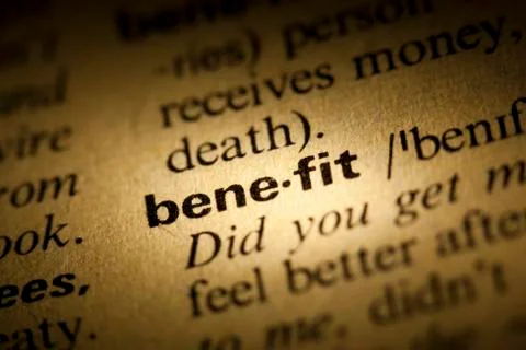 Benefit meaning in dictionary Foto stock