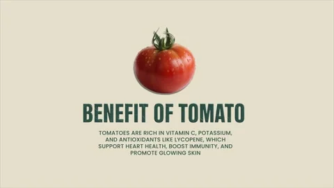 Benefit of Tomato Infographic Animation with Text and Vegetable Stock Footage 323184575
