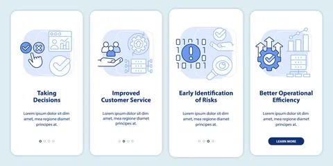 Benefits of big data processing light blue onboarding mobile app screen Stock Illustration