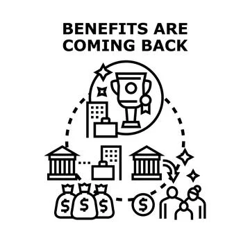 Benefits coming back vector concept illustration Ilustración de archivo