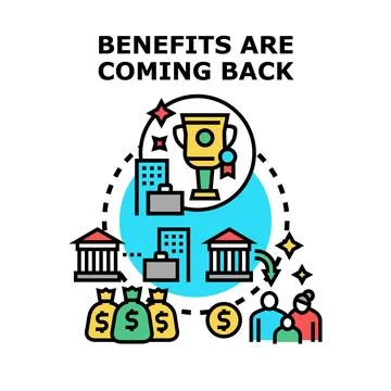 Benefits coming back vector concept illustration Ilustración de archivo