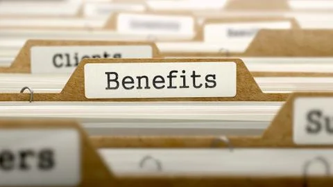 Benefits Concept with Word on Folder Stock Illustration