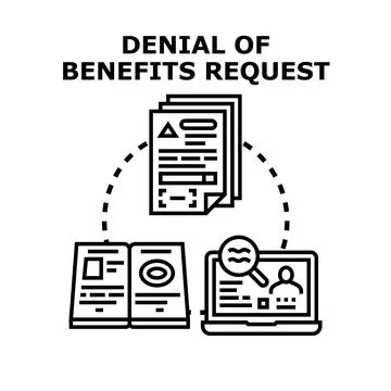 Benefits denial request application process and review Stock Illustration