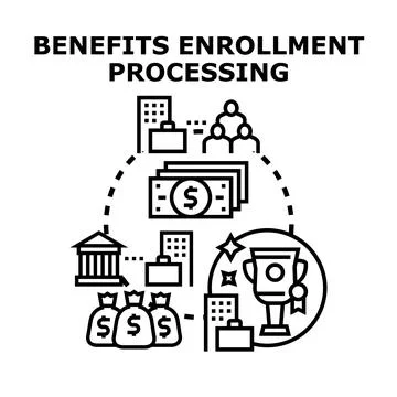 Benefits enrollment processing employee compensation program Stock Illustration