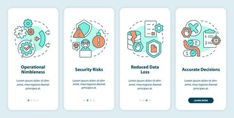 Benefits of good data management onboarding mobile app screen Illustrazione stock