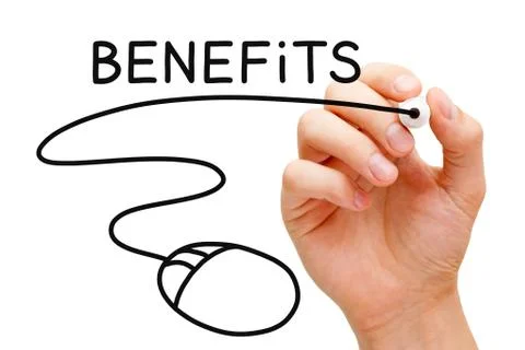 Benefits mouse concept Stock Illustration