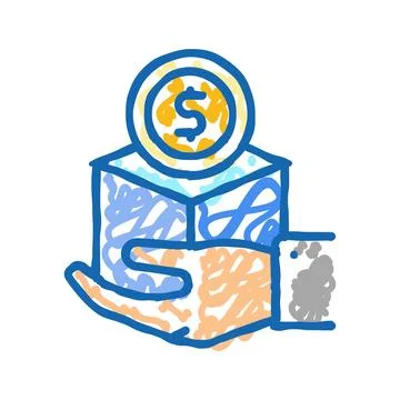 Benefits package interview job icon doodle illustration Illustrazione stock
