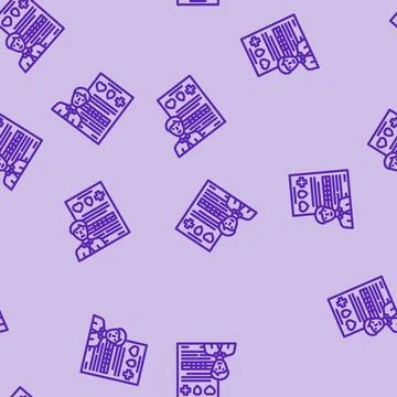 Benefits package interview job line vector seamless pattern Stock Illustration