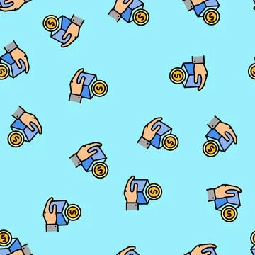 Benefits package interview job vector seamless pattern 스톡 일러스트