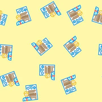 Benefits package interview job vector seamless pattern 스톡 일러스트