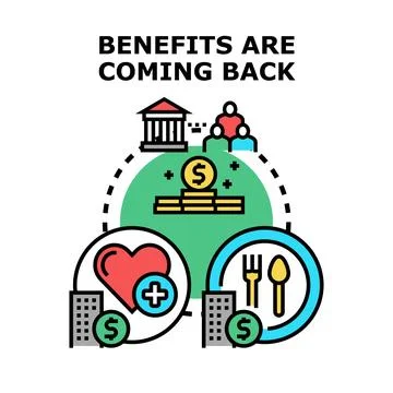 Benefits program returning for social welfare and aid Stock Illustration