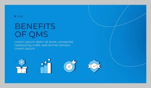 Benefits of QMS presentation slide template Stock Illustration