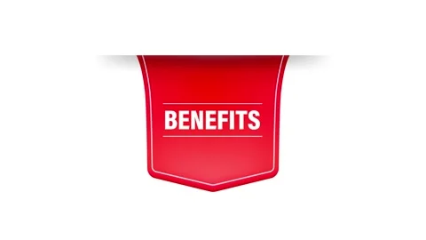 Benefits red ribbon in 3D style on white background. Motion graphics. Stock Footage 152832371