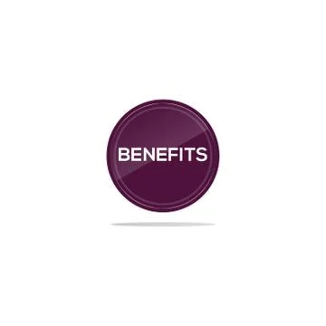 Benefits text in purple circle Stock Illustration