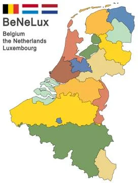 BeNeLux countries colored Stock Illustration