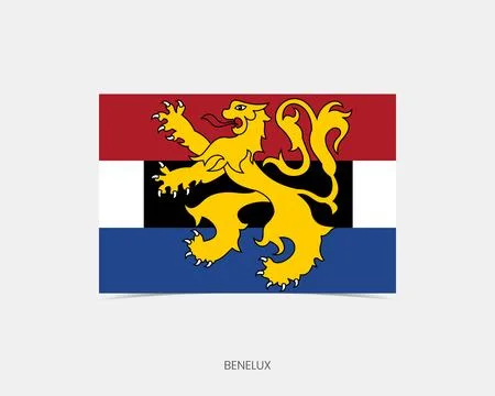 Benelux Rectangle flag icon with shadow. 스톡 일러스트