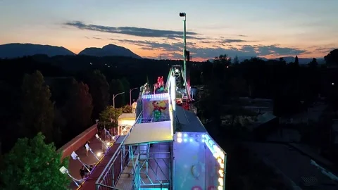 Benevento - Giostra Magic Circus dalla Ruota Panoramica Stock Footage 312374831