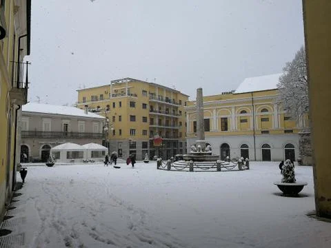 Benevento - Piazza Santa Sofia con la neve Stock Photos