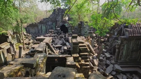 Beng Mealea Temple Interior Courtyard Stock Footage 73238227