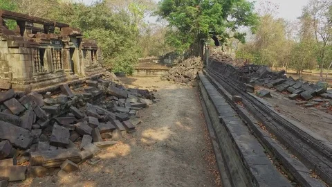 Beng Mealea Temple Interior Courtyard Stock Footage 73238718