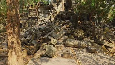 Beng Mealea Temple Structure And Trees Stock Footage 73237776