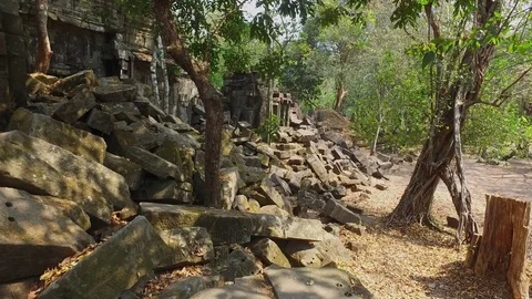 Beng Mealea Temple Structure And Trees Stock Footage 73237837