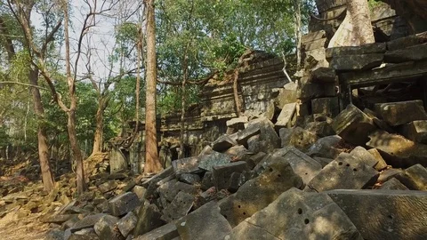 Beng Mealea Temple Structure And Trees Stock Footage 73237844