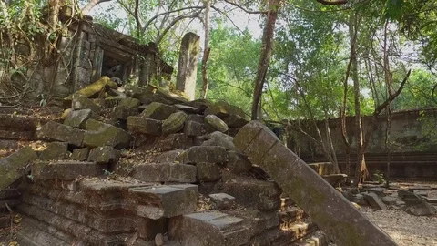 Beng Mealea Temple Structure And Trees Stock Footage 73237942