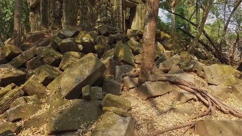 Beng Mealea Temple Wall Stock Footage 73237676