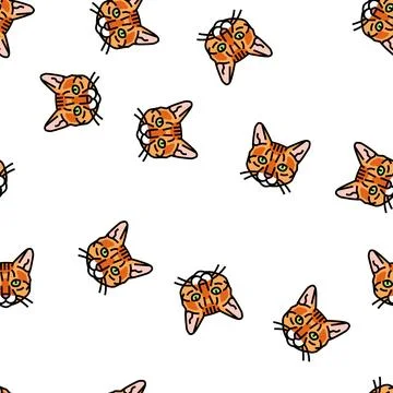 Bengal cat cute pet vector seamless pattern Stock Illustration