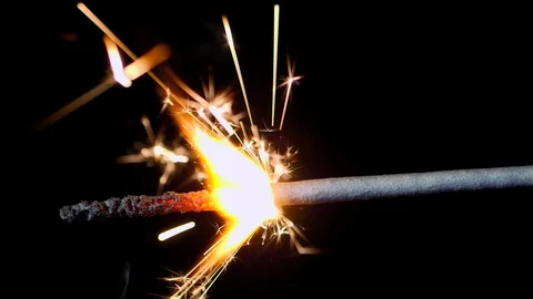 Bengal fire on a black background Video stock 87183114