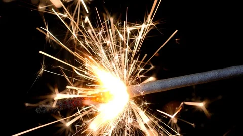 Bengal fire on a black background Stock Footage 87184277