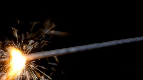 Bengal fire on a black background Stock Footage 87185223