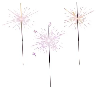 Bengal fire set drawing clip art festive firework on stick Happy New Year Stock Illustration