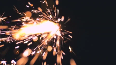 The bengal firework on the black background. Real time capture Stock Footage 71198293