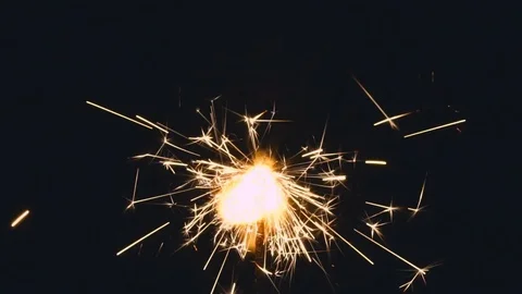 The bengal firework on the black background. Real time capture Stock Footage 71199059