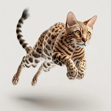 Bengal Jumping Clean Background Isolated Stock Illustration